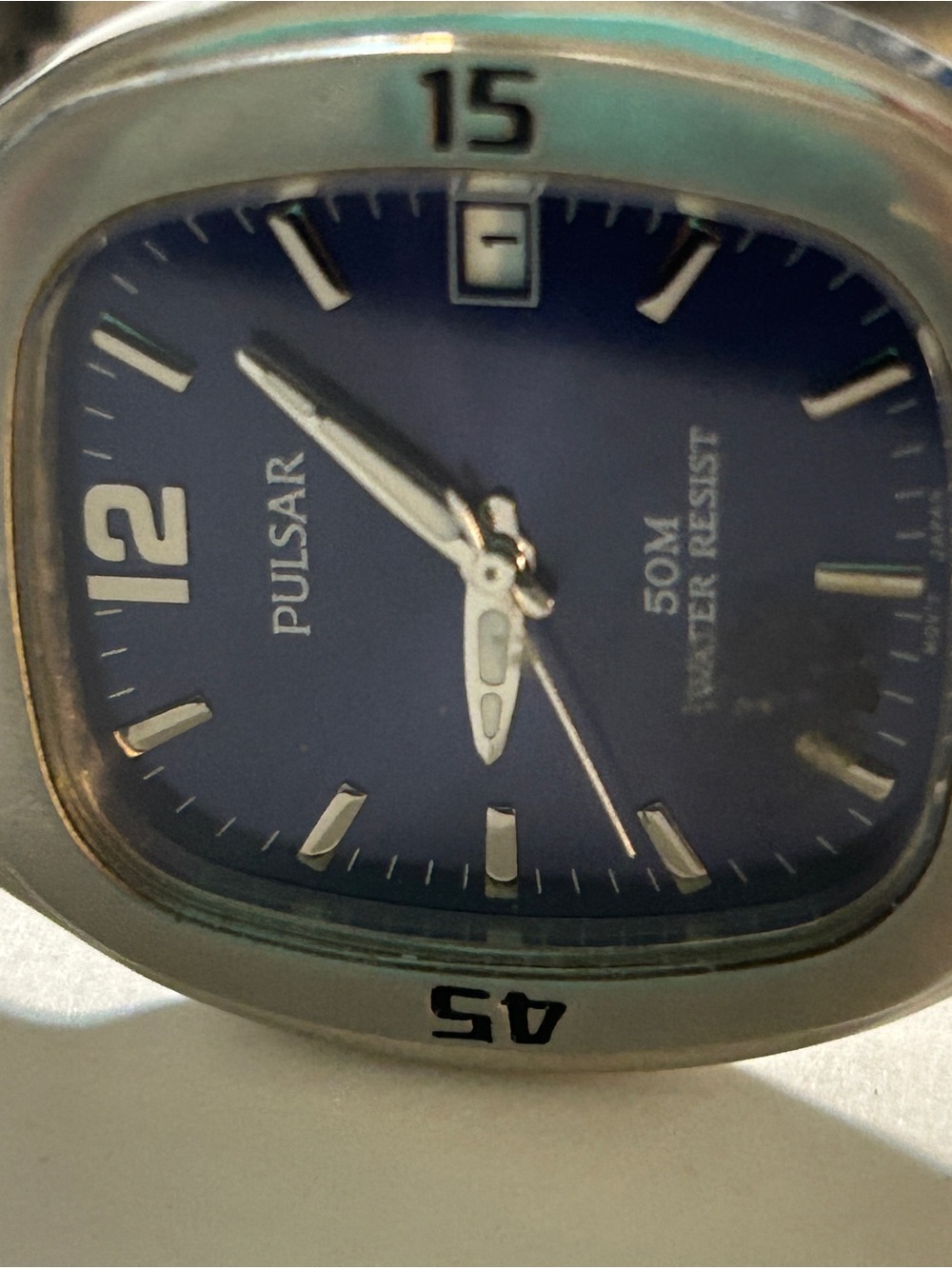 Vintage Pulsar by Seiko Blue Sunburst Quartz Watch VX32-X245